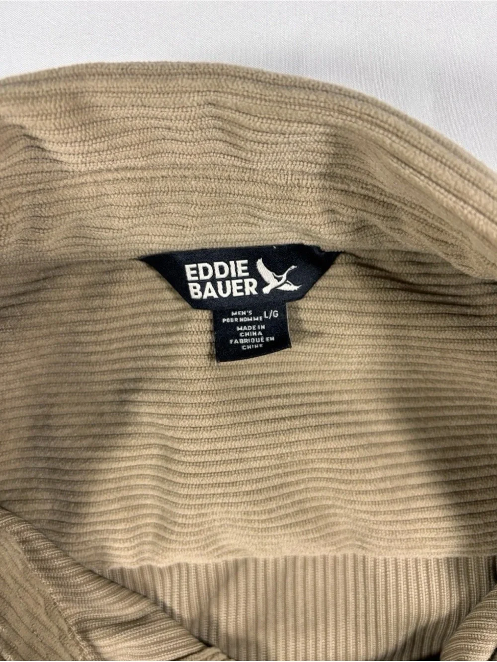 Eddie Bauer Men’s Large Ribbed/Corduroy  Long Sleeve Button Up Shacket